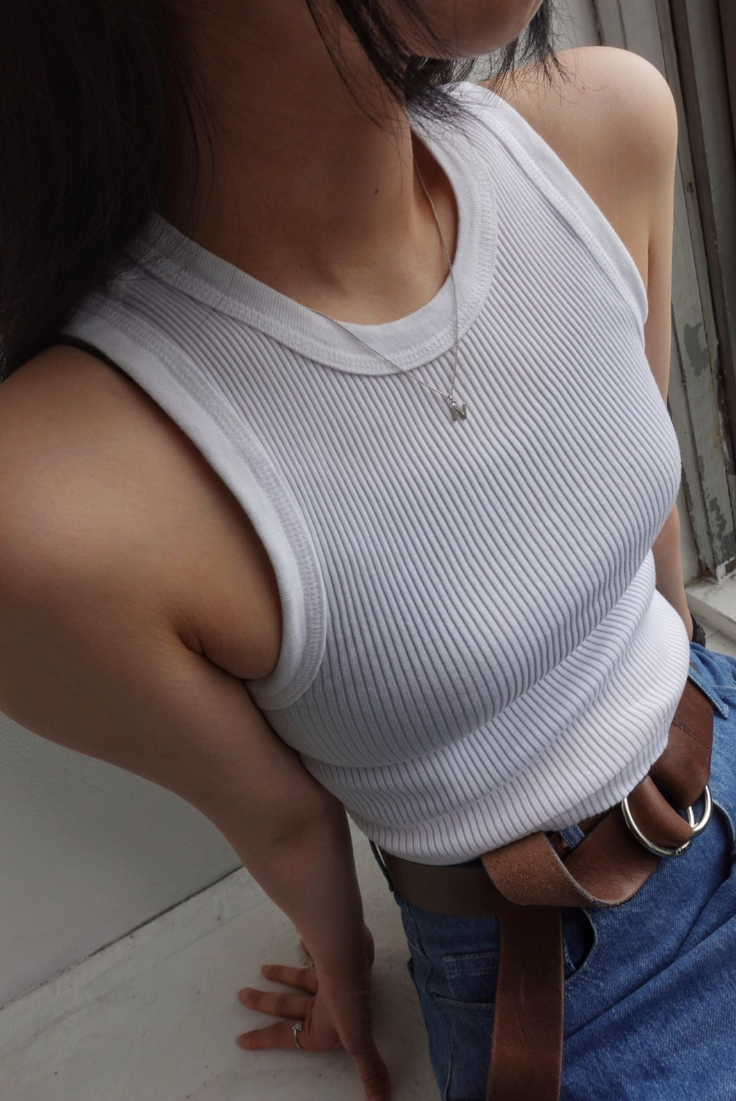 シンプルイニシャルモチーフ シルバーネックレス Silver925