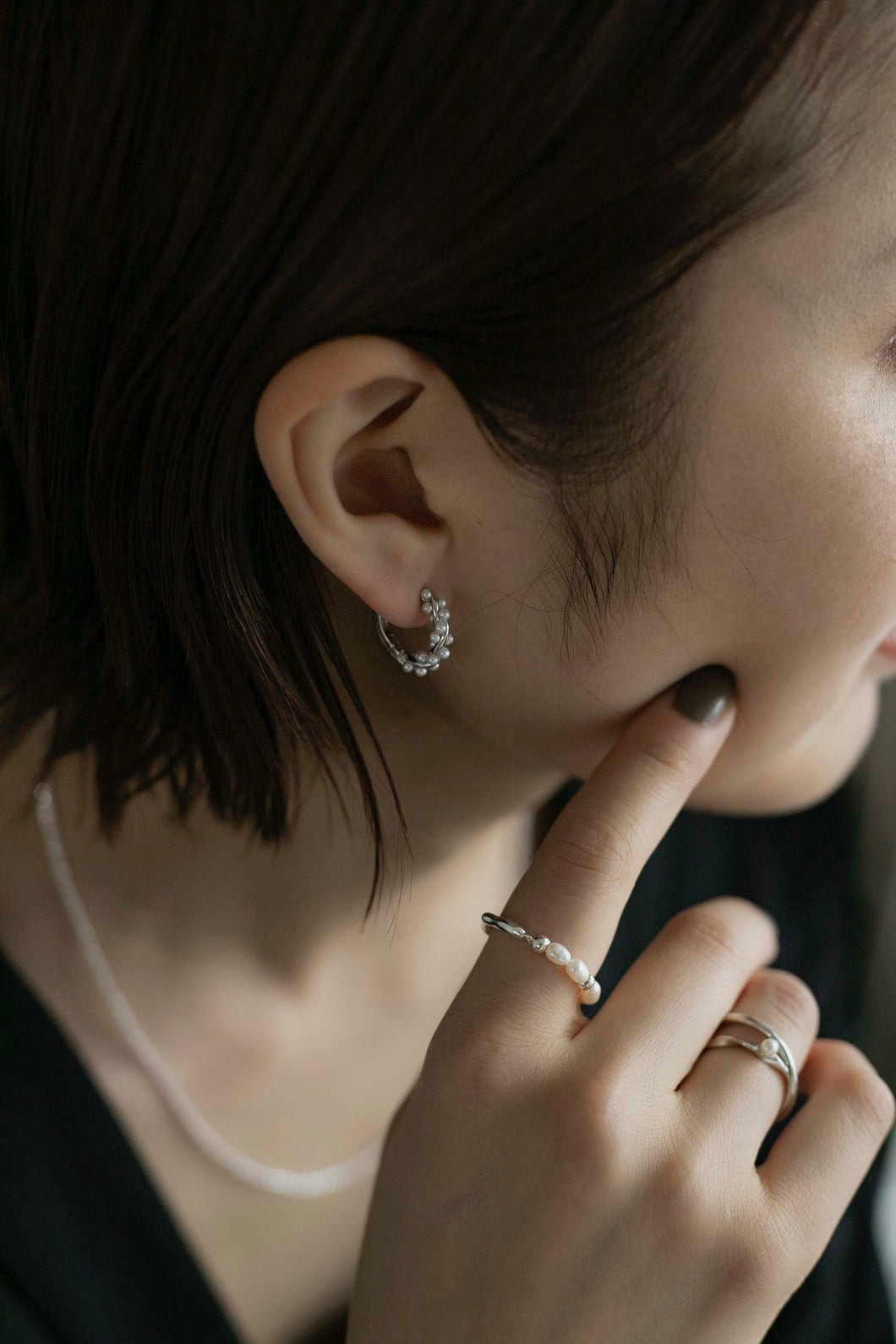 パールツイスト シルバーピアス Silver925