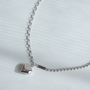 ハートプレートチェーン シルバーネックレス Silver925