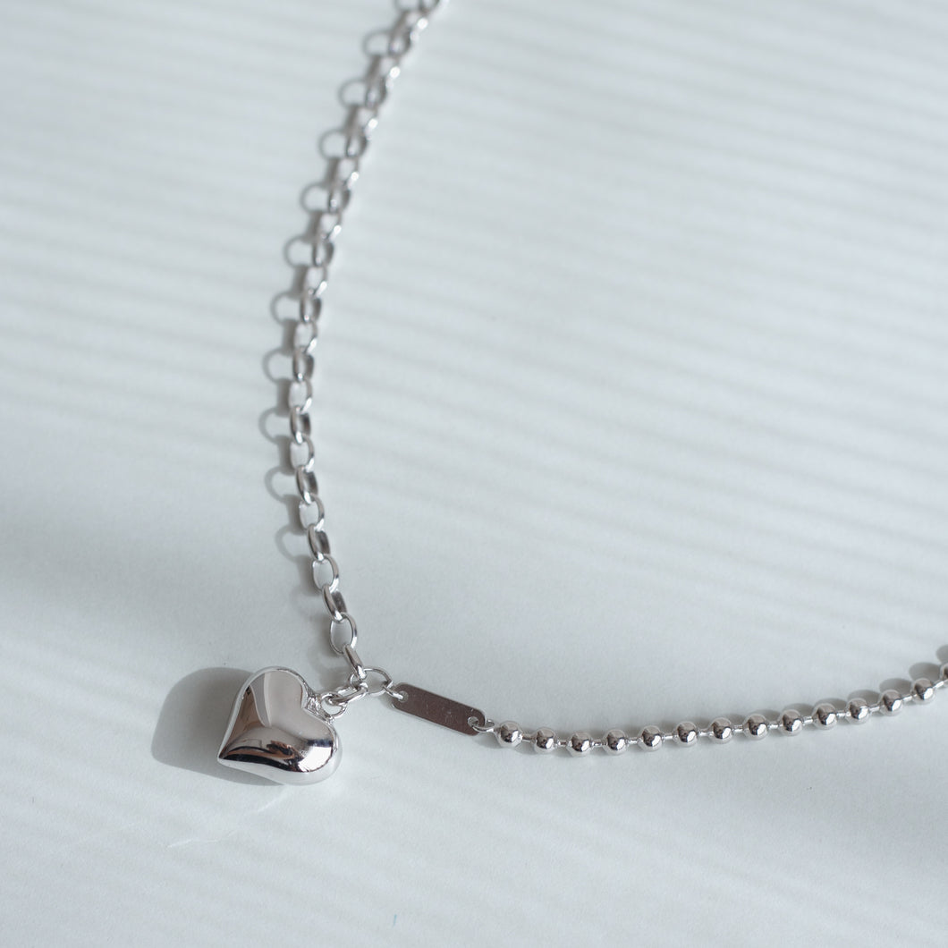 ハートプレートチェーン シルバーネックレス Silver925
