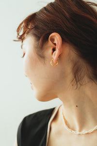 マットゴールドフープ シルバーピアス Silver925