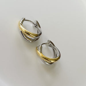 バイカラークロス シルバーピアス Silver925