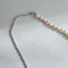 画像をギャラリービューアに読み込む, ハーフ淡水パールボールチェーン シルバーネックレス Silver925
