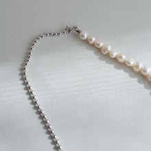 画像をギャラリービューアに読み込む, ハーフ淡水パールボールチェーン シルバーネックレス Silver925
