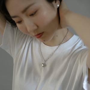 ハートプレートチェーン シルバーネックレス Silver925