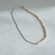 画像をギャラリービューアに読み込む, ハーフ淡水パールボールチェーン シルバーネックレス Silver925
