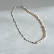 画像をギャラリービューアに読み込む, ハーフ淡水パールボールチェーン シルバーネックレス Silver925
