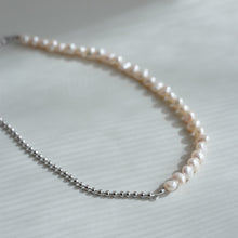 画像をギャラリービューアに読み込む, ハーフ淡水パールボールチェーン シルバーネックレス Silver925
