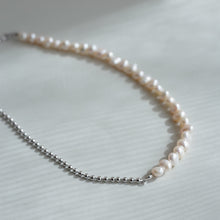 画像をギャラリービューアに読み込む, ハーフ淡水パールボールチェーン シルバーネックレス Silver925
